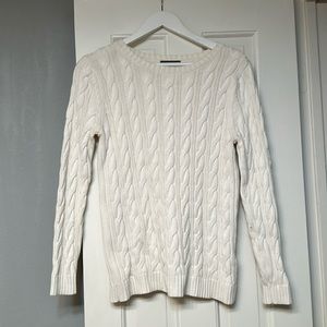 Land’s End Drifter White Cable Sweater M